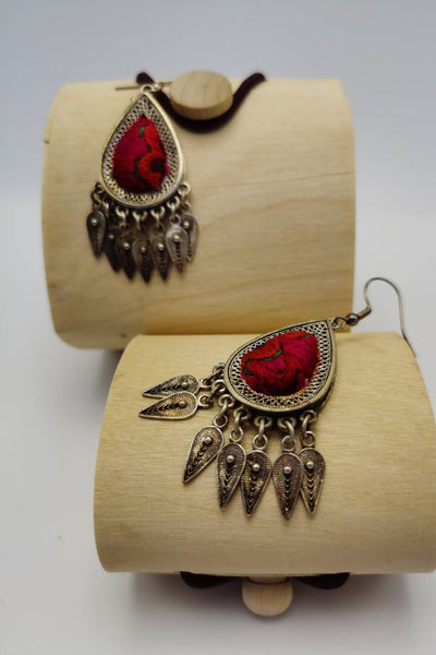 Exclusive Artisanal Embroidery Drop Earrings with Tassel