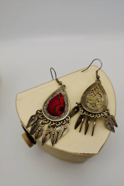 Exclusive Artisanal Embroidery Drop Earrings with Tassel