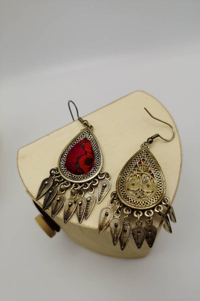 Exclusive Artisanal Embroidery Drop Earrings with Tassel