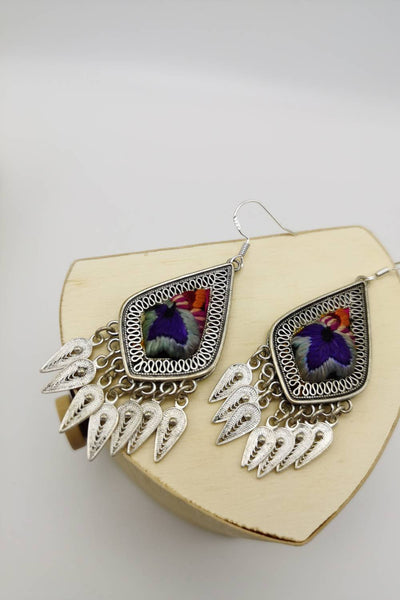 Remarkable Hand-Crafted Embroidery Drop Tassel Earrings