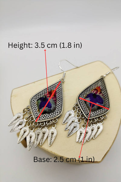 Remarkable Hand-Crafted Embroidery Drop Tassel Earrings