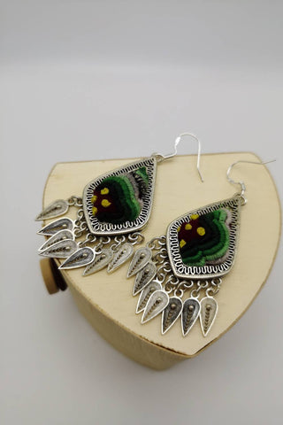 Incomparable Hand-Sewn Embroidery Drop Earrings