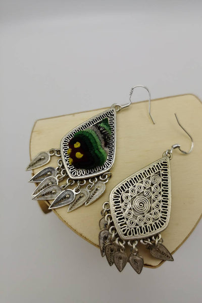 Incomparable Hand-Sewn Embroidery Drop Earrings