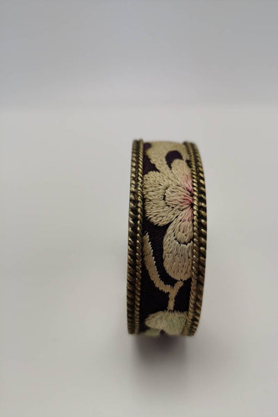 Artistic Artisanal Embroidery Royal Poinciana Cuff Bangle