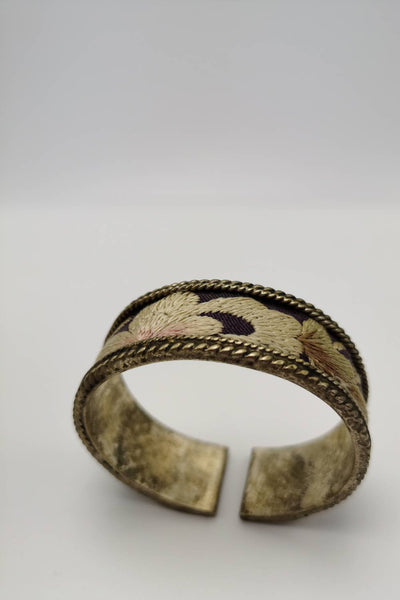 Artistic Artisanal Embroidery Royal Poinciana Cuff Bangle