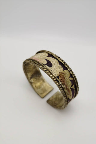 Artistic Artisanal Embroidery Royal Poinciana Cuff Bangle