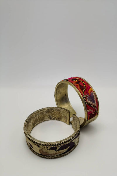 Artistic Artisanal Embroidery Royal Poinciana Cuff Bangle