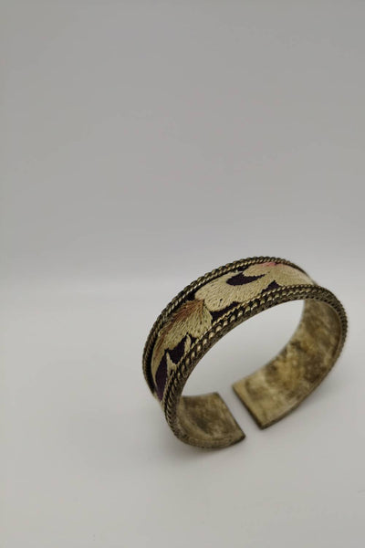 Artistic Artisanal Embroidery Royal Poinciana Cuff Bangle