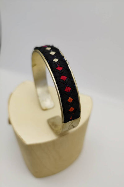 Exquisite Diamond Pattern Patchwork Cuff Bracelet