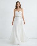 Sweetheart Pleated Bodice Beaded Waist A-line Chiffon Wedding Dress