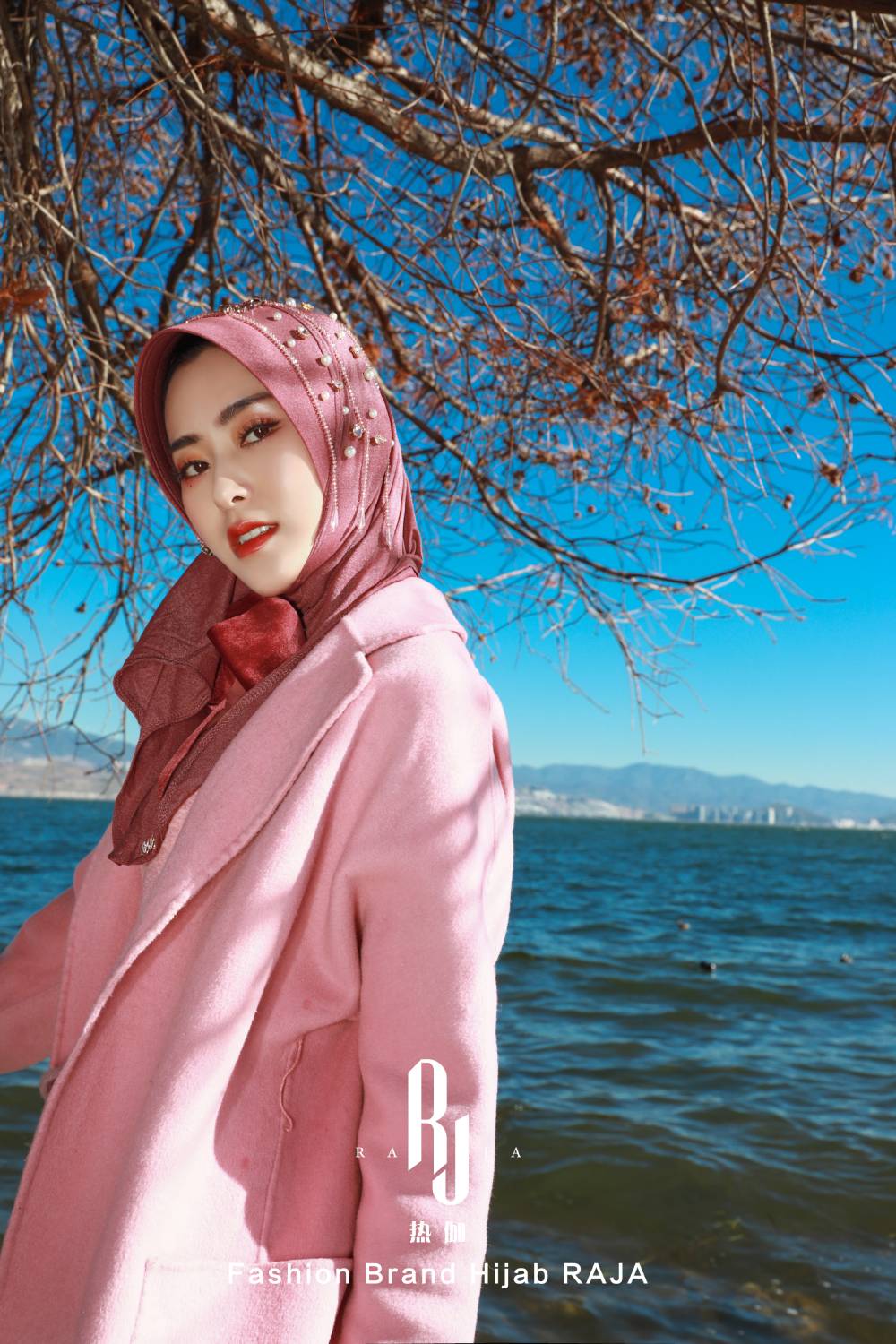 Lulu-Jujube Moderní a Skromná Šifónová Čepice na Hidžáb s Sametovou Mašlí a Korálky