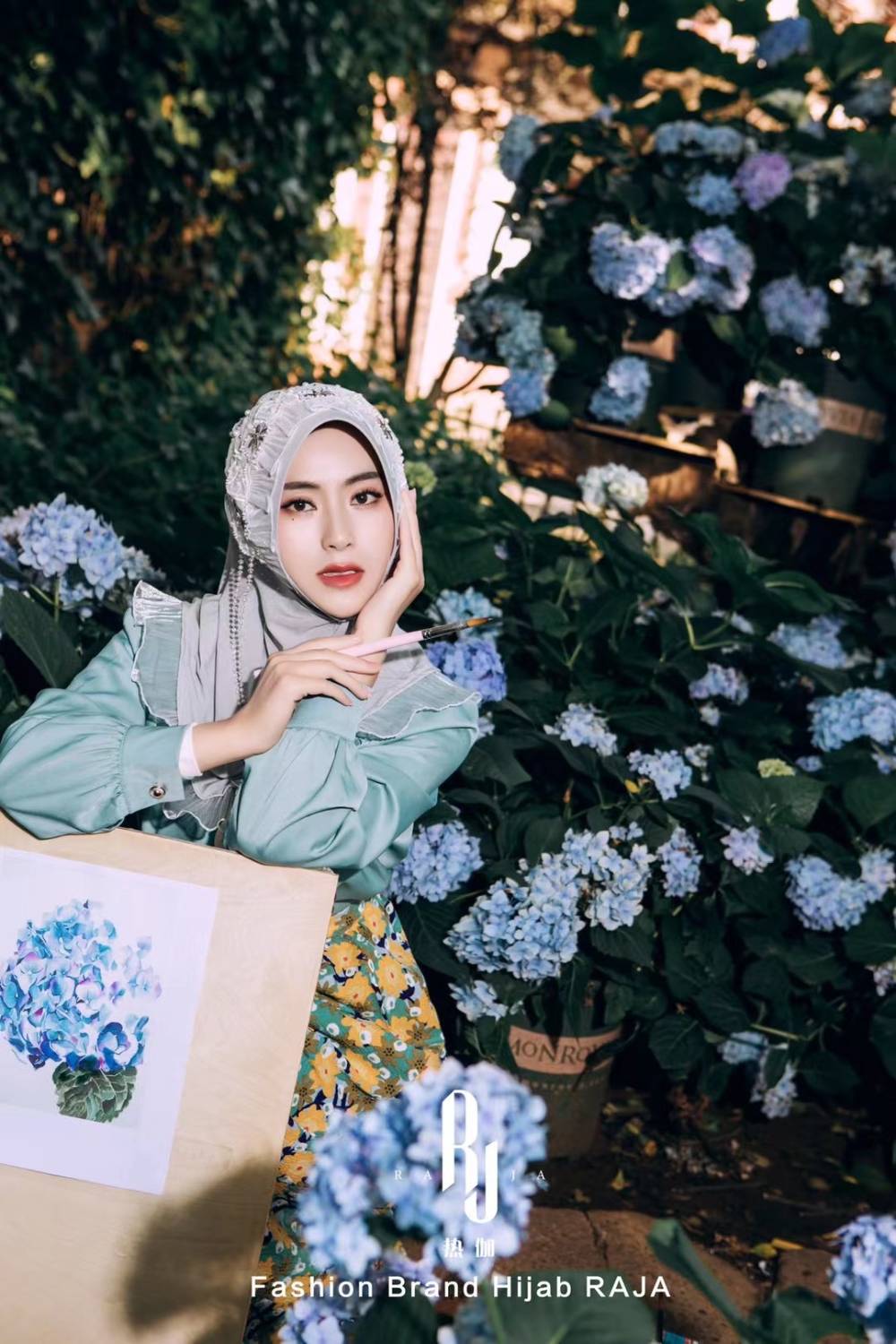 Kaliala-stříbrná vyšívaná šifónová čepice na hidžáb s perlami a kamínky