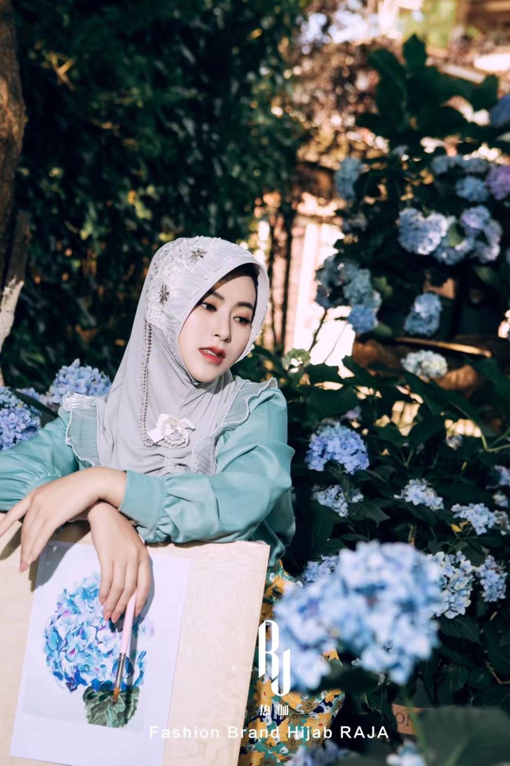 Kaliala-stříbrná vyšívaná šifónová čepice na hidžáb s perlami a kamínky