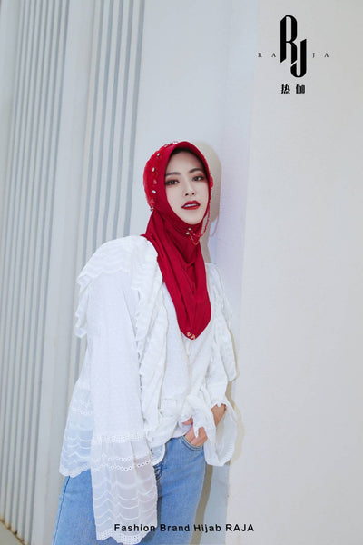 Zaira-Raspberry Chic and Sparkling Chiffon Hijab Cap