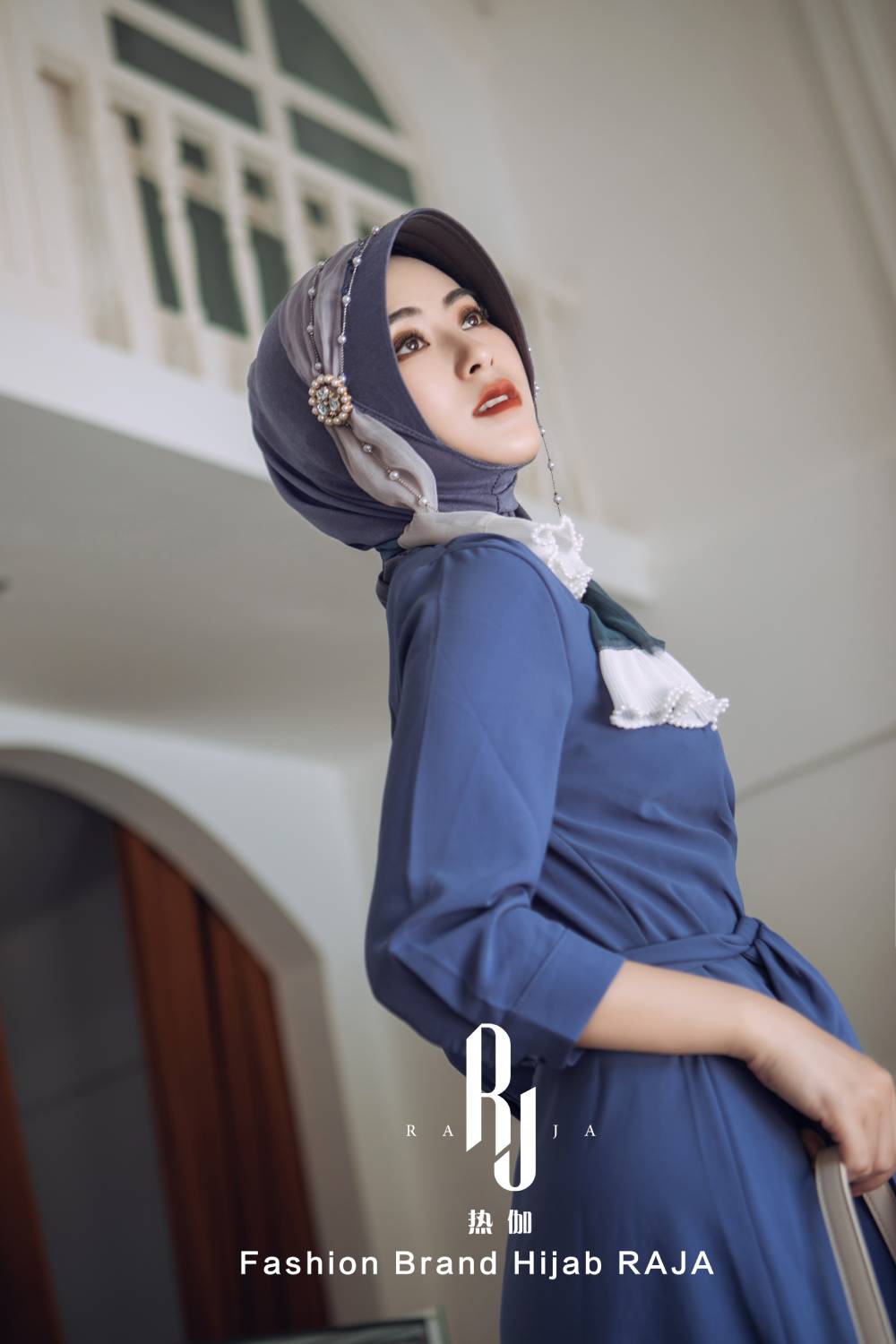 Dariya - Dunkelschieferblaue Hijab-Kappe „Radiant Dreams“