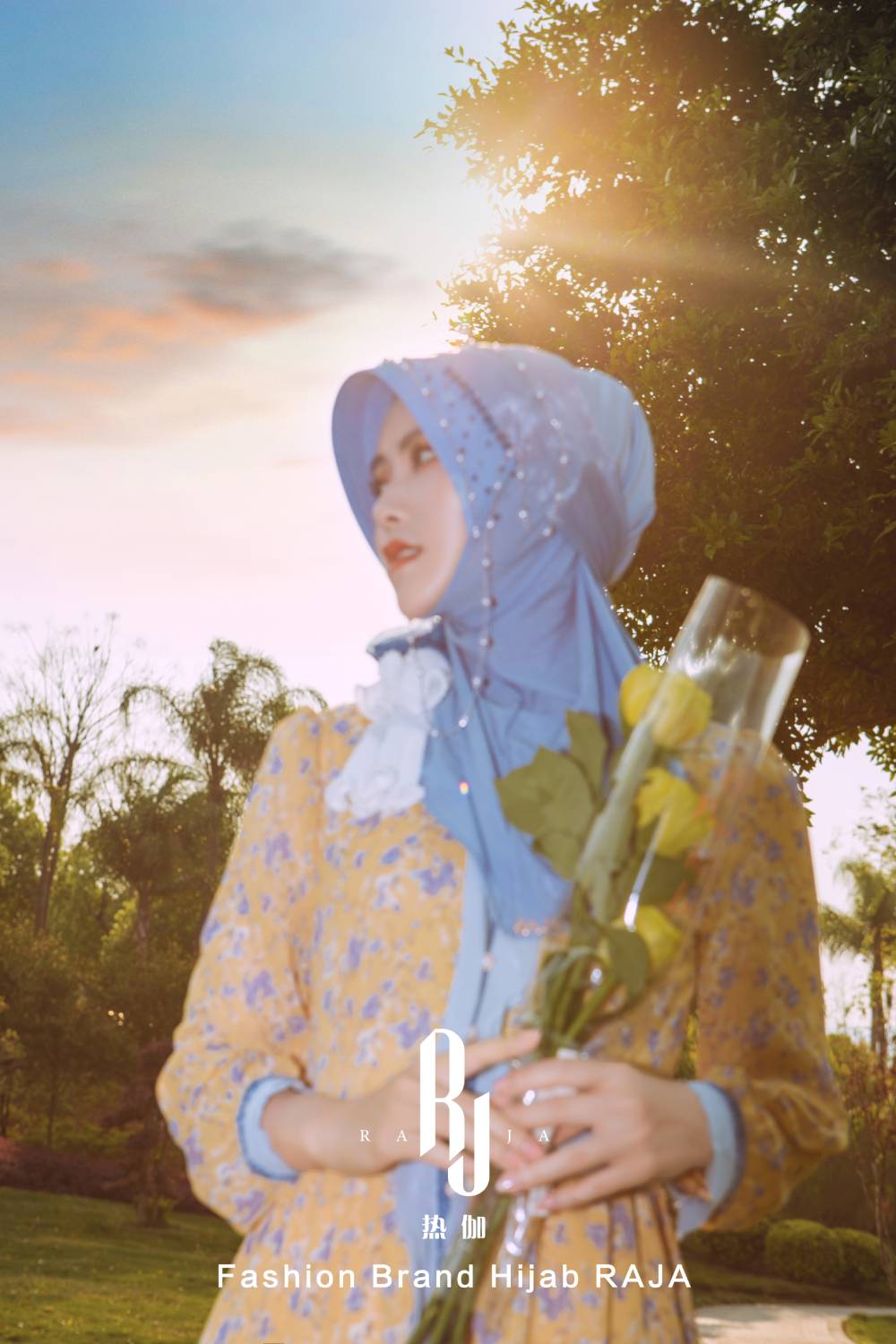 Dariya-Himmelblaue Hijab-Kappe „Radiant Dreams“