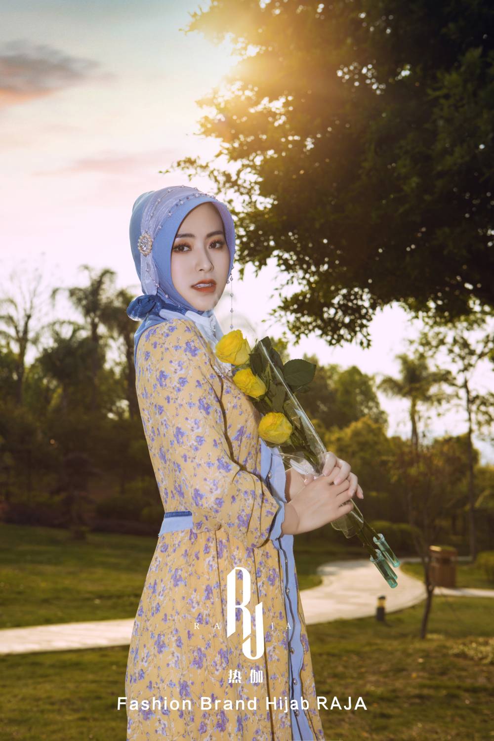 Dariya-Himmelblaue Hijab-Kappe „Radiant Dreams“