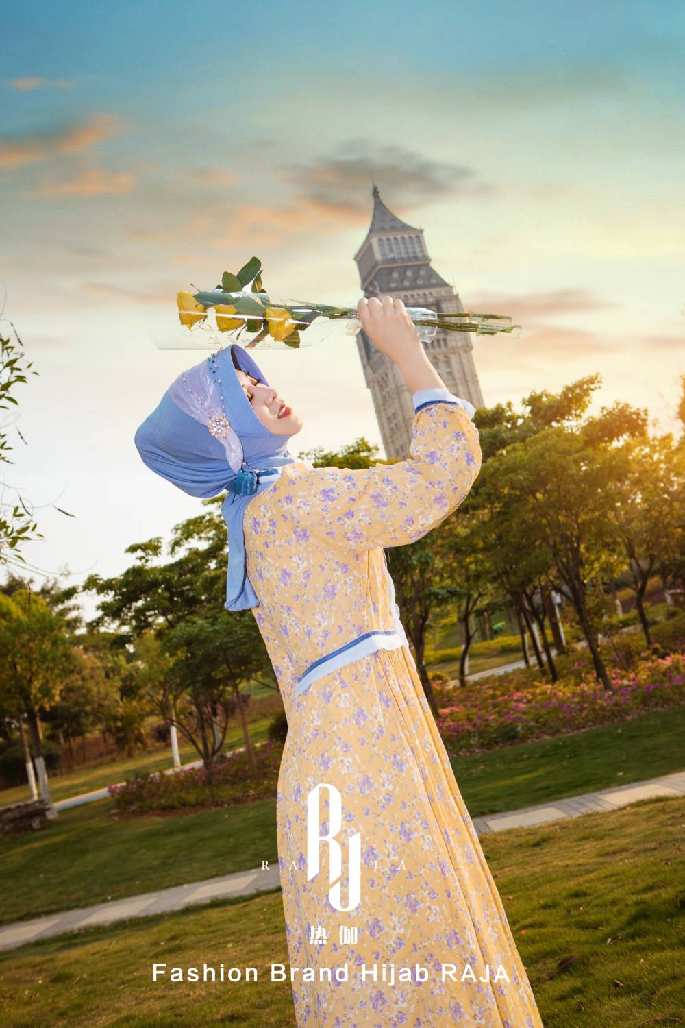 Dariya-Himmelblaue Hijab-Kappe „Radiant Dreams“