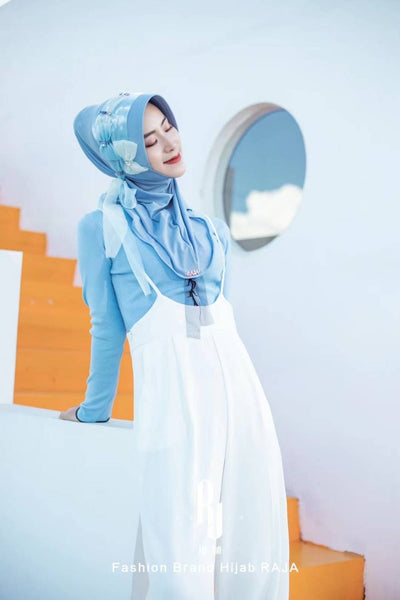 Irsa-Baby Blue Eyes Charming Love Knot Chiffon Hijab Cap