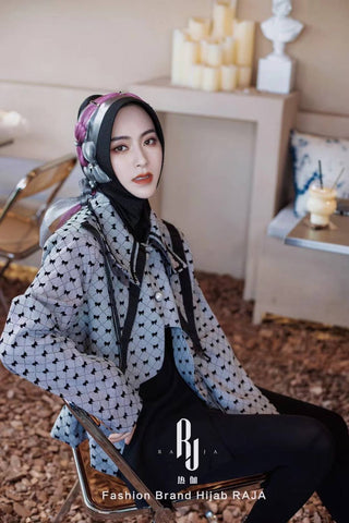 Irsa-Black Charming Love Knot Chiffon Hijab Cap