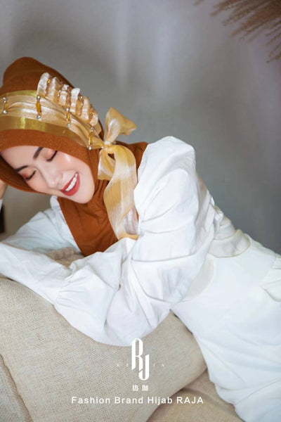 Irsa-Bronze Charming Love Knot Chiffon Hijab Cap