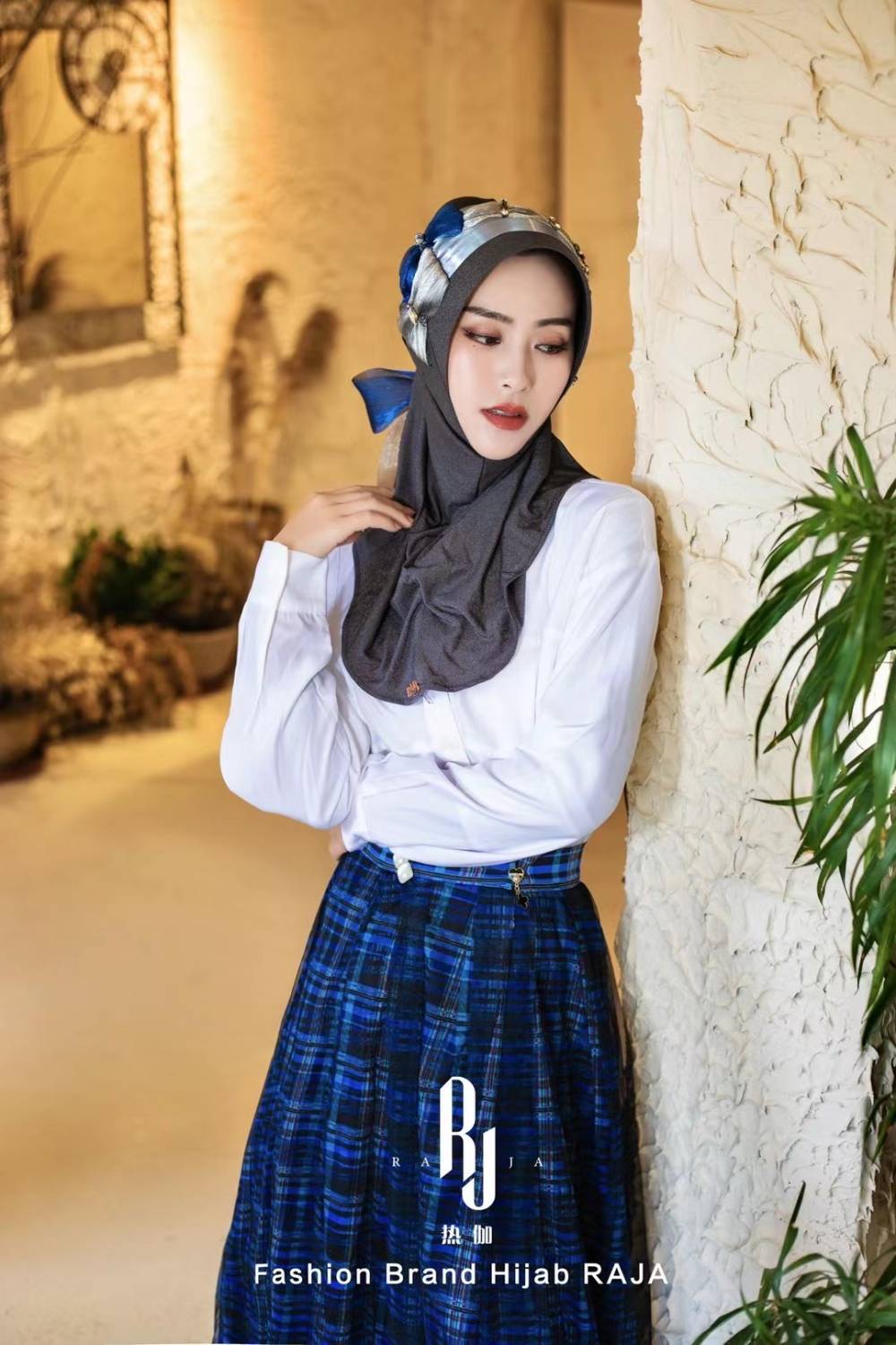 Irsa-Thames Dusk Charming Love Knot Chiffon Hijab Cap