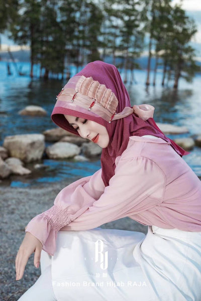 Irsa-Watermelon Pink Charming Love Knot Chiffon Hijab Cap