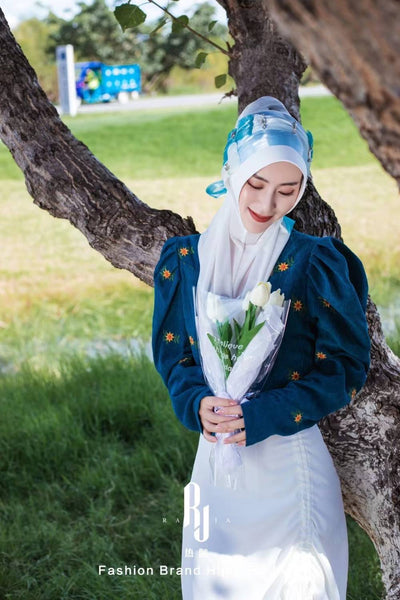 Irsa-White Charming Love Knot Chiffon Hijab Cap