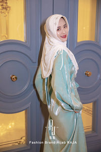 Haniya-White Drawstring Hijab Cap with Beaded Stars