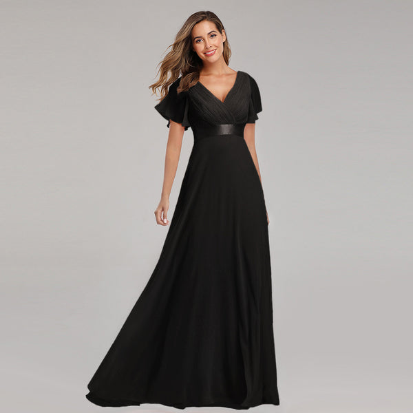 Plus Size Short Sleeves A-Line Chiffon Dress