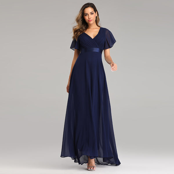 Plus Size Short Sleeves A-Line Chiffon Dress