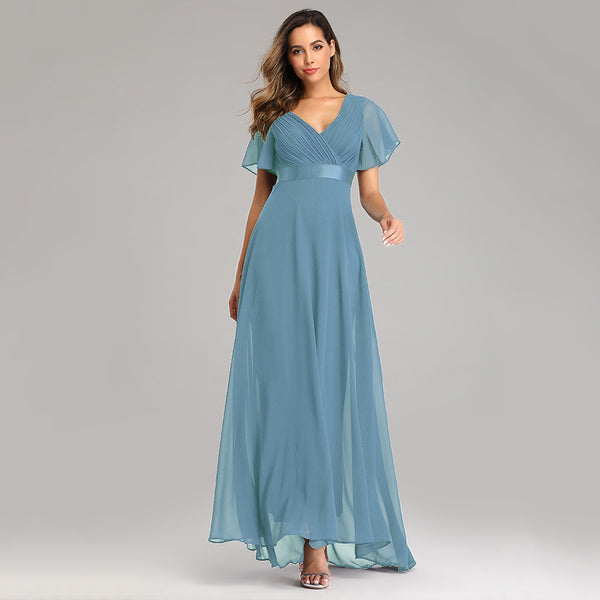 Plus Size Short Sleeves A-Line Chiffon Dress