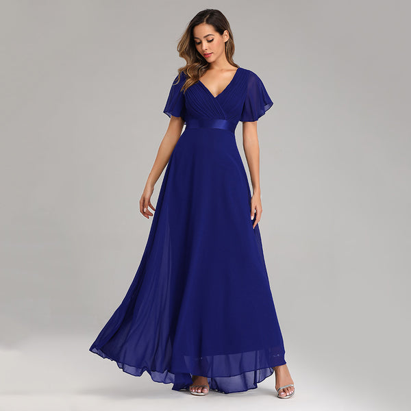 Plus Size Short Sleeves A-Line Chiffon Dress