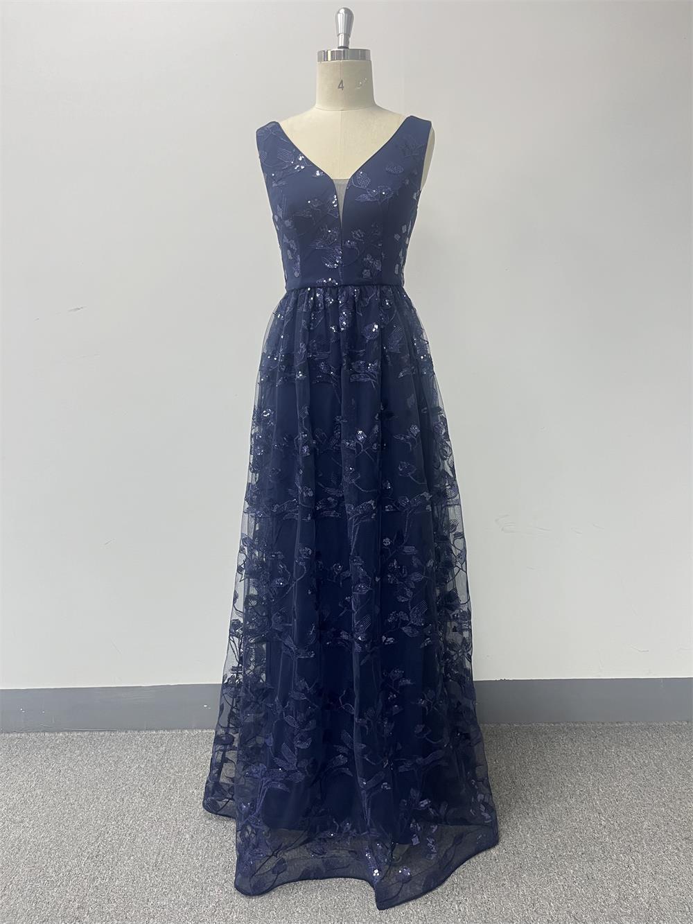 Luxusní maxi šaty bez rukávů s výstřihem do V, áčkového střihu, třpytivé formální/večerní