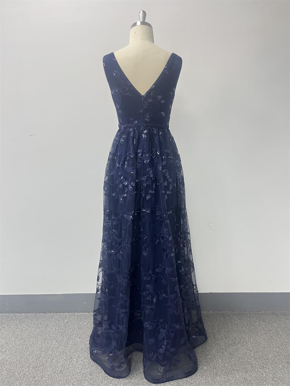 Luxusní maxi šaty bez rukávů s výstřihem do V, áčkového střihu, třpytivé formální/večerní