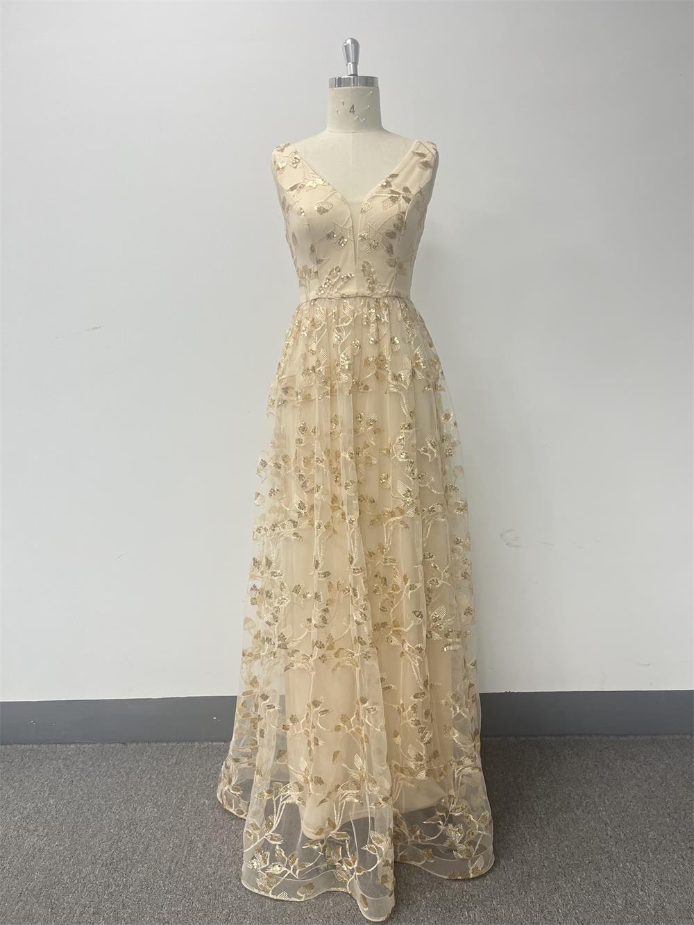 Luxusní maxi šaty bez rukávů s výstřihem do V, áčkového střihu, třpytivé formální/večerní