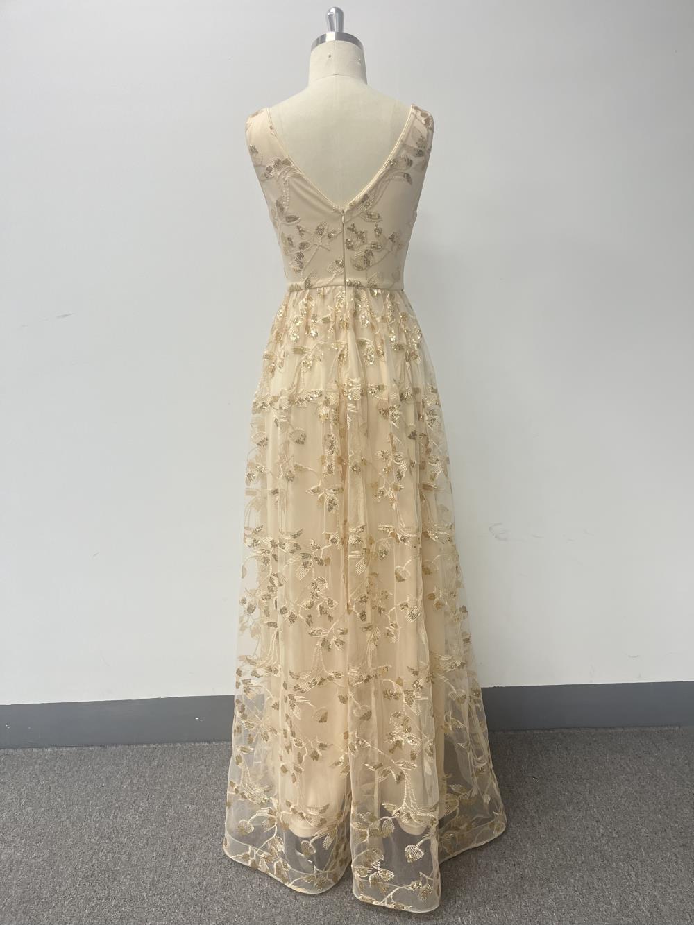 Luxusní maxi šaty bez rukávů s výstřihem do V, áčkového střihu, třpytivé formální/večerní