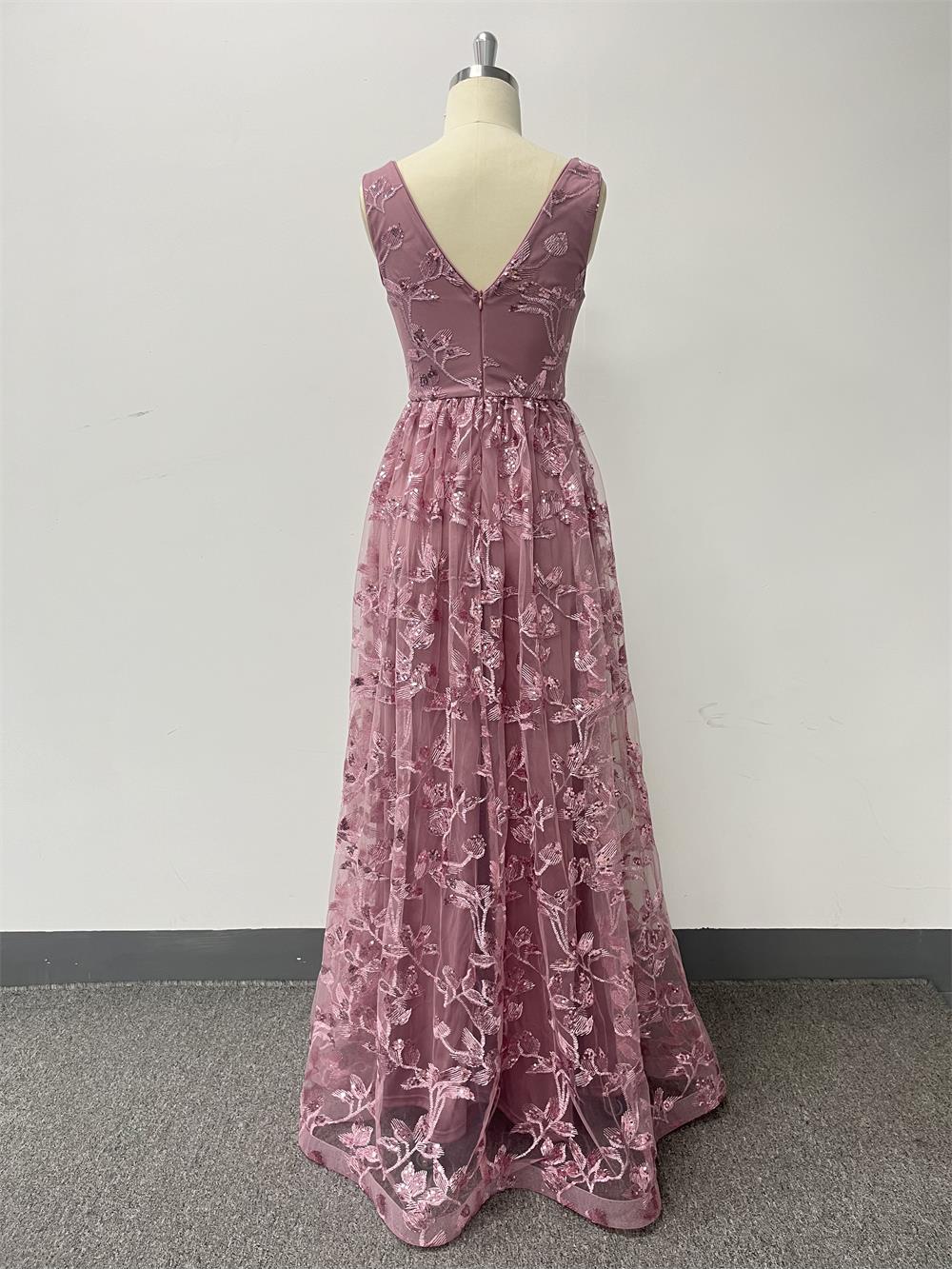 Luxusní maxi šaty bez rukávů s výstřihem do V, áčkového střihu, třpytivé formální/večerní