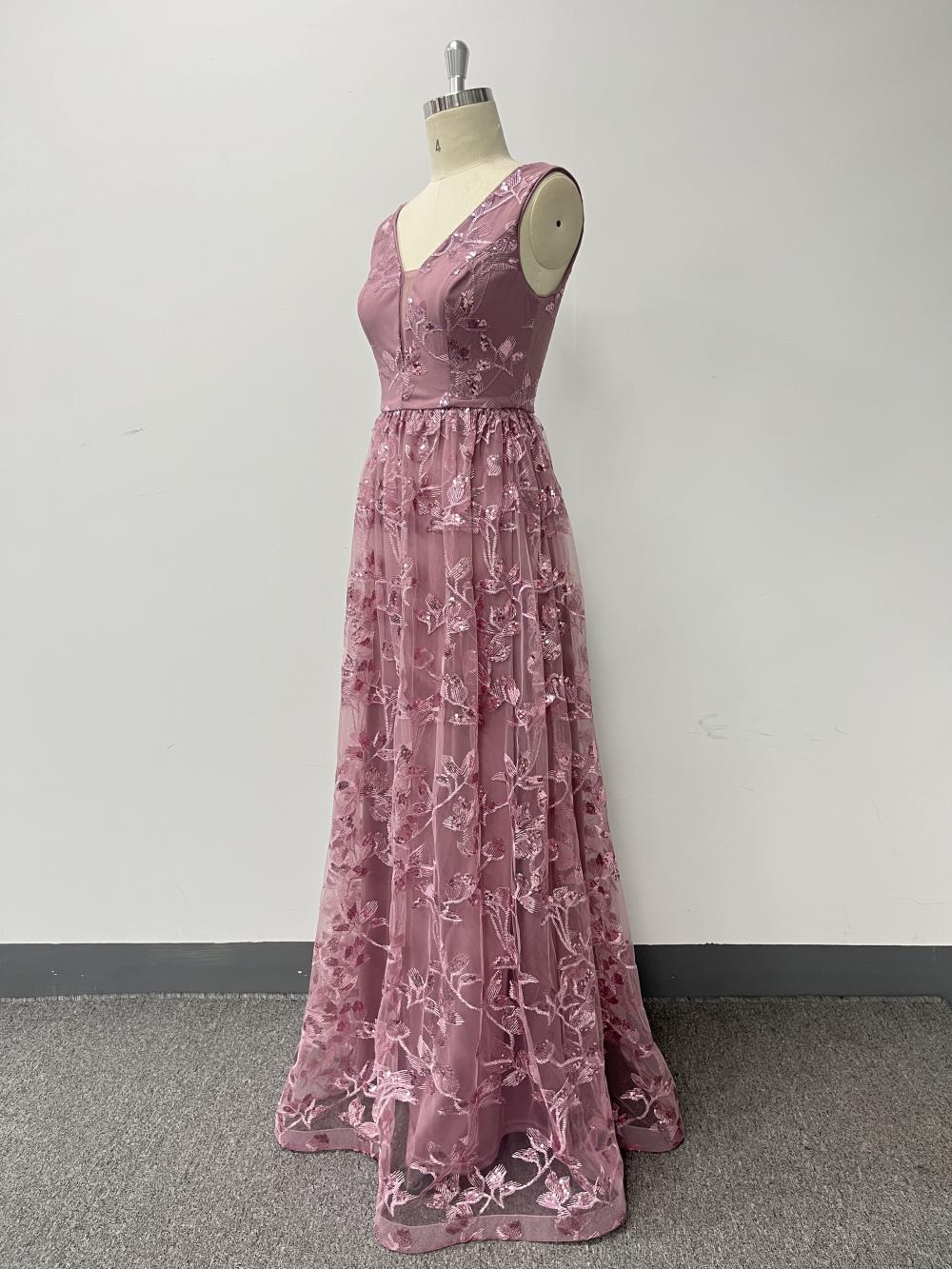 Luxusní maxi šaty bez rukávů s výstřihem do V, áčkového střihu, třpytivé formální/večerní