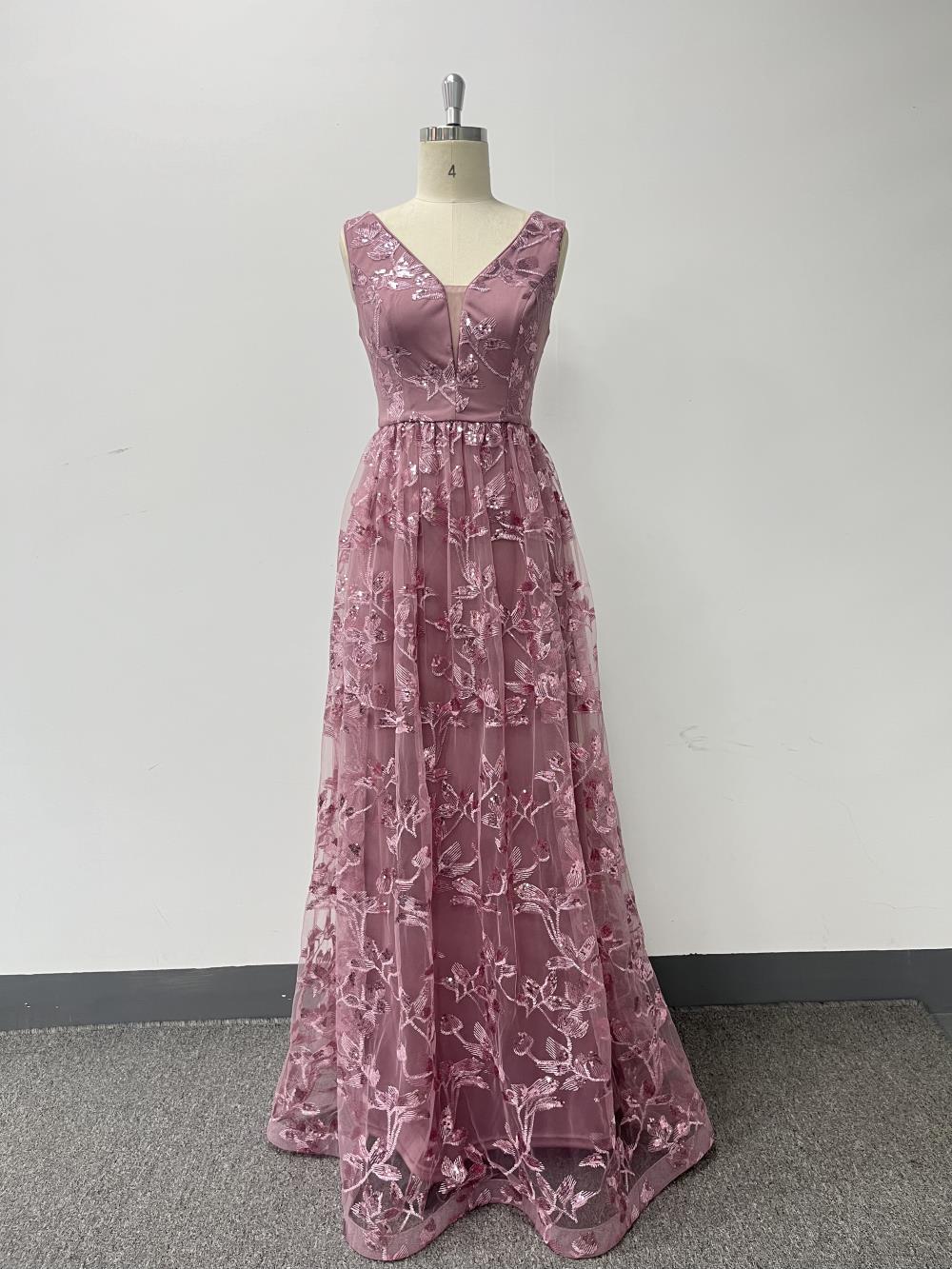 Luxusní maxi šaty bez rukávů s výstřihem do V, áčkového střihu, třpytivé formální/večerní