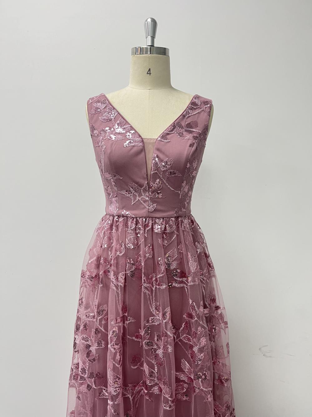 Luxusní maxi šaty bez rukávů s výstřihem do V, áčkového střihu, třpytivé formální/večerní