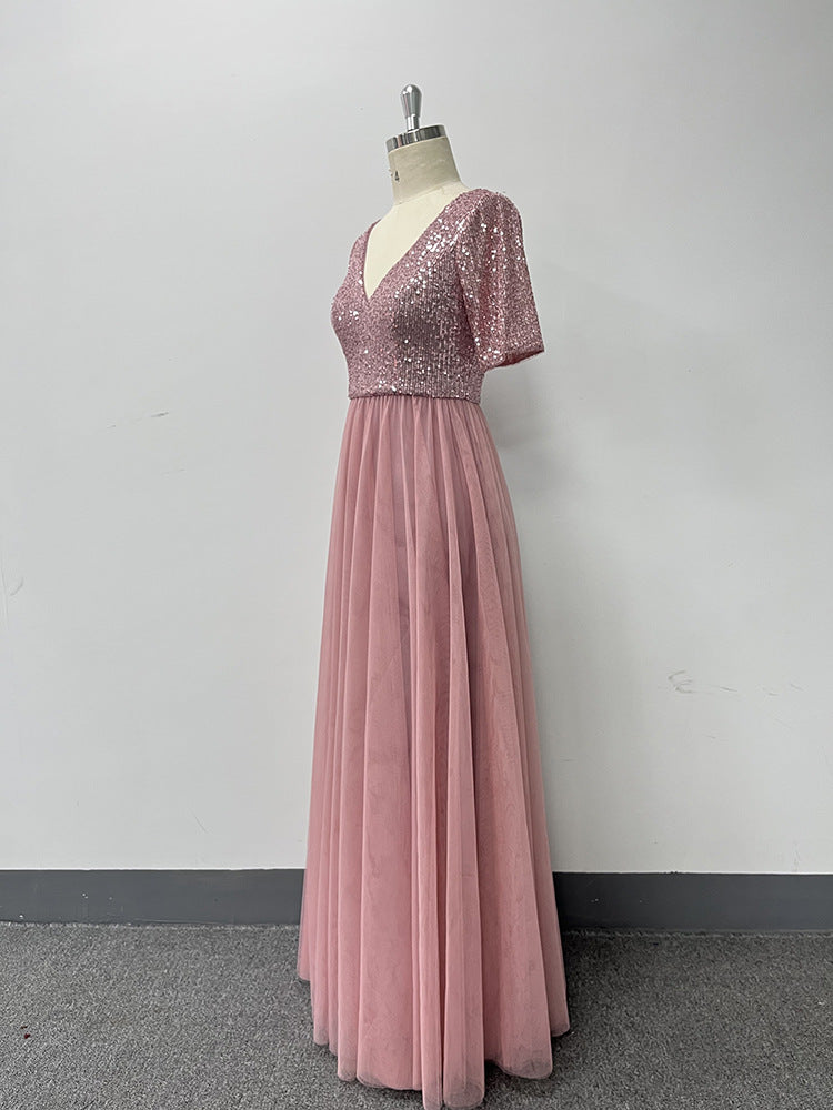 CORPO SUGGERIMENTO CORTE SUGGERIMENTO VECH A VACCHIO MASSI A-LINE GIGLA DI TULLE/Abito da damigella d'onore