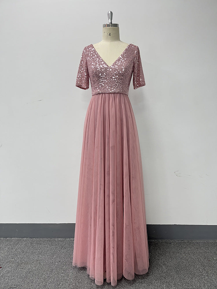 CORPO SUGGERIMENTO CORTE SUGGERIMENTO VECH A VACCHIO MASSI A-LINE GIGLA DI TULLE/Abito da damigella d'onore