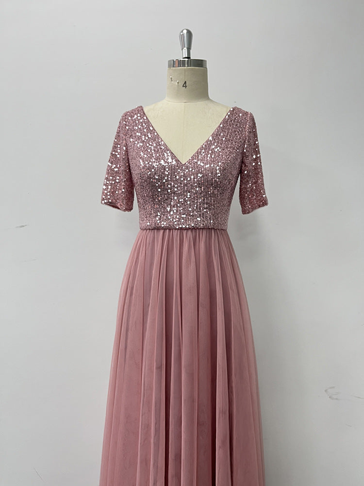 CORPO SUGGERIMENTO CORTE SUGGERIMENTO VECH A VACCHIO MASSI A-LINE GIGLA DI TULLE/Abito da damigella d'onore