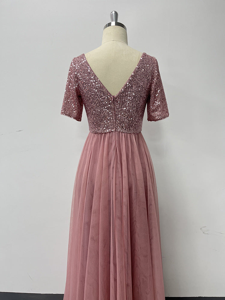 CORPO SUGGERIMENTO CORTE SUGGERIMENTO VECH A VACCHIO MASSI A-LINE GIGLA DI TULLE/Abito da damigella d'onore