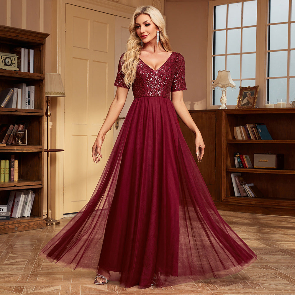 CORPO SUGGERIMENTO CORTE SUGGERIMENTO VECH A VACCHIO MASSI A-LINE GIGLA DI TULLE/Abito da damigella d'onore