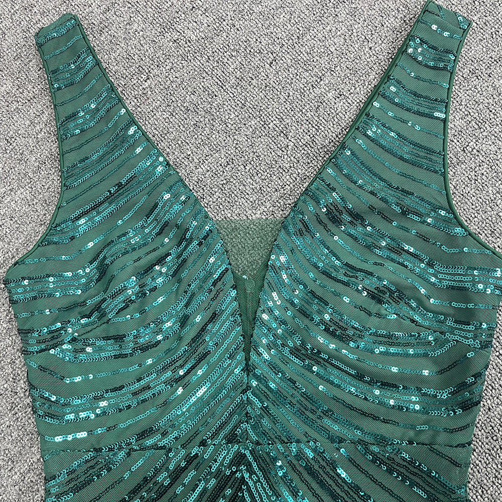 Třpytivé drzé šaty bez rukávů s hlubokým výstřihem, pouzdrové maxi šaty na ples/večer/formální příležitost