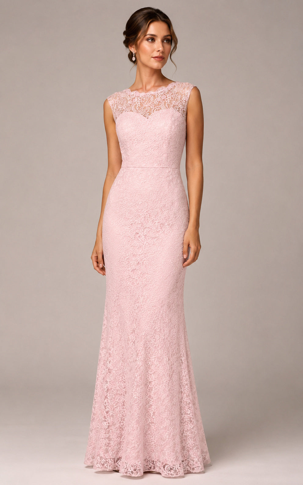 Keyhole Back Bateau Neckline Sleeveless Sheath Lace Evening Dress