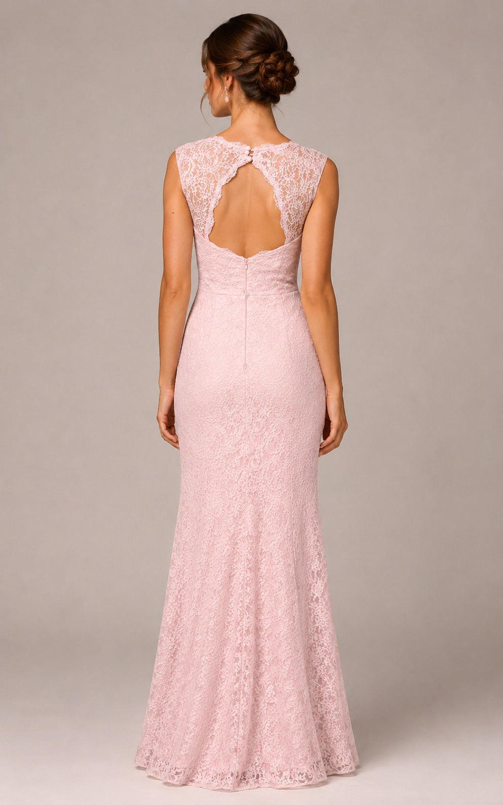 Keyhole Back Bateau Neckline Sleeveless Sheath Lace Evening Dress