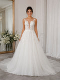 Illusion Neckline Sleeveless Lace Bodice Tulle Skirt A-line Prom Dress